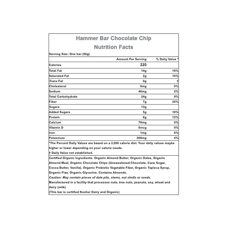 Load image into Gallery viewer, Hammer Nutrition Hammer Bar, Chocolate-Chip, 12/Count NLS