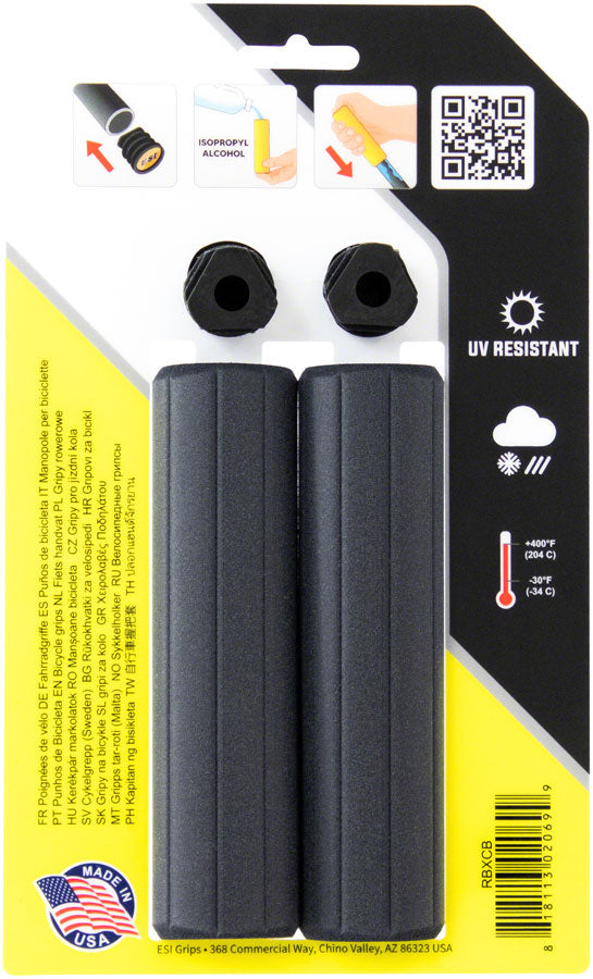 Load image into Gallery viewer, ESI Ribbed Extra Chunky Grips - Black Standard Grip Length, Bar Plugs Included