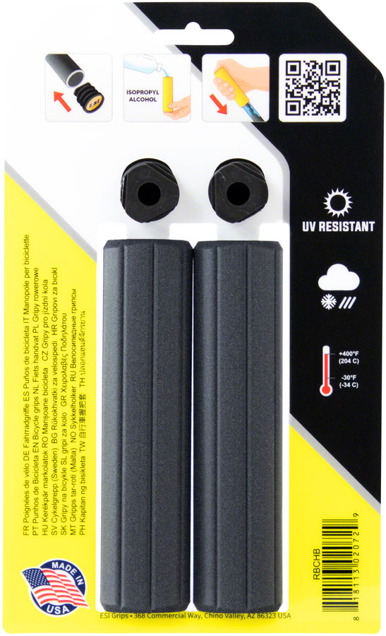 Load image into Gallery viewer, ESI Ribbed Chunky Grips - Black Standard Grip Length, Bar Plugs Included