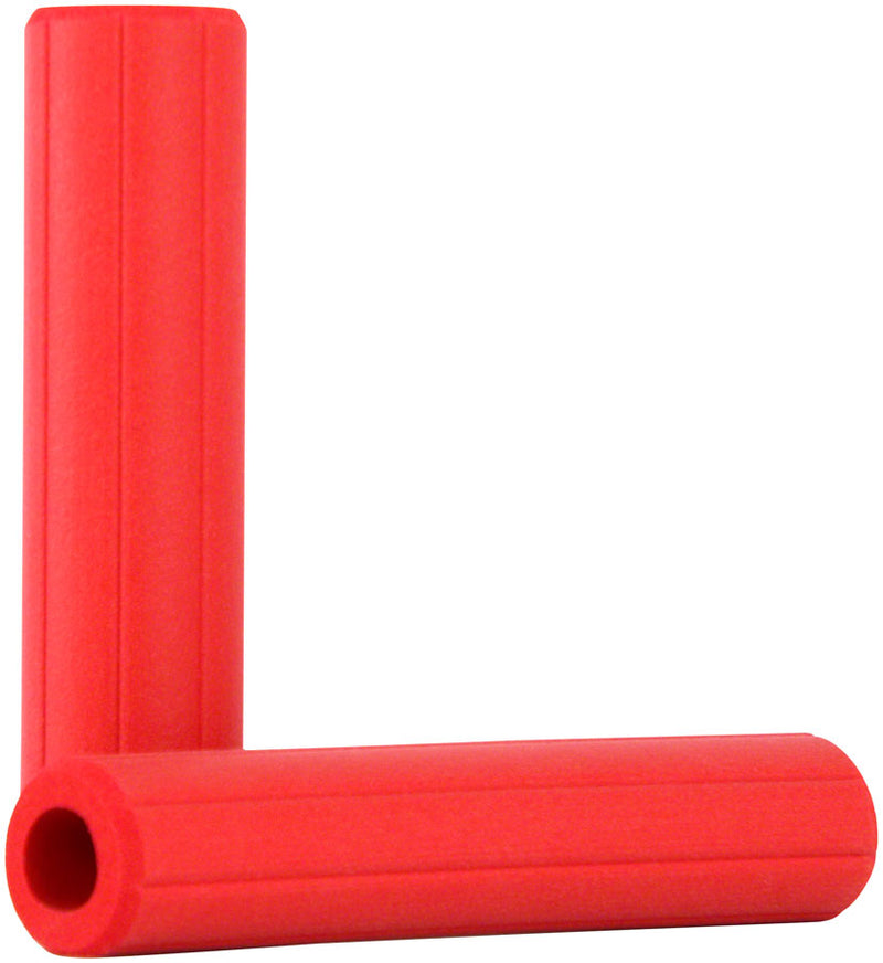 Load image into Gallery viewer, ESI Ribbed Chunky Grips - Red Standard Grip Length, Bar Plugs Included
