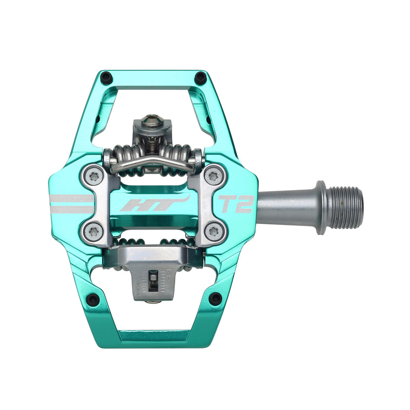 Load image into Gallery viewer, HT T2 Dual Sided Clipless Platform Pedals 9/16" Axle Aluminum Body Royal Blue
