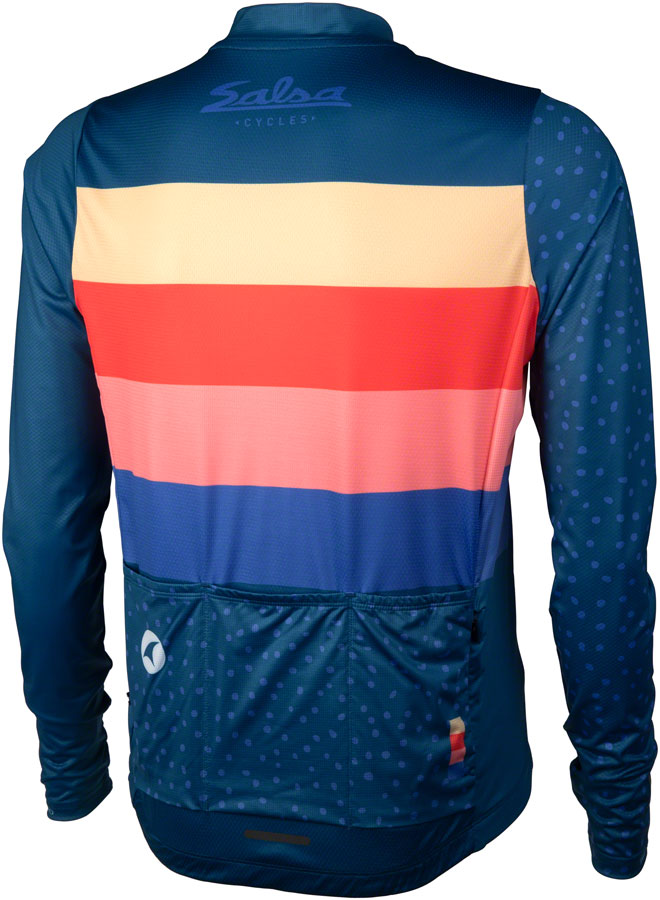 Load image into Gallery viewer, Salsa Team Polytone Men's Long Sleeve Jersey - Dark Blue, w/ Stripes, Small