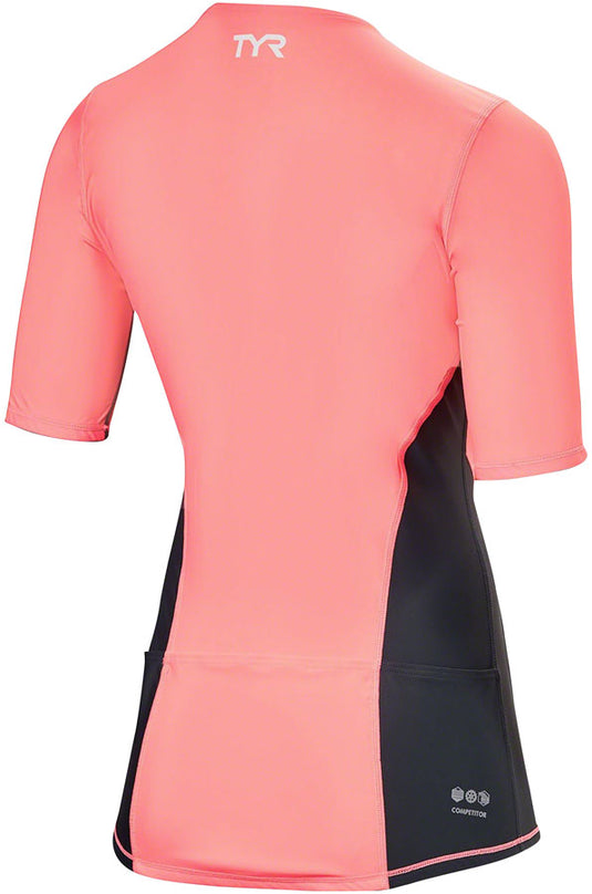 TYR Competitor Multi-Sport Top - Gray/Coral, Short Sleeve, Women's, Medium