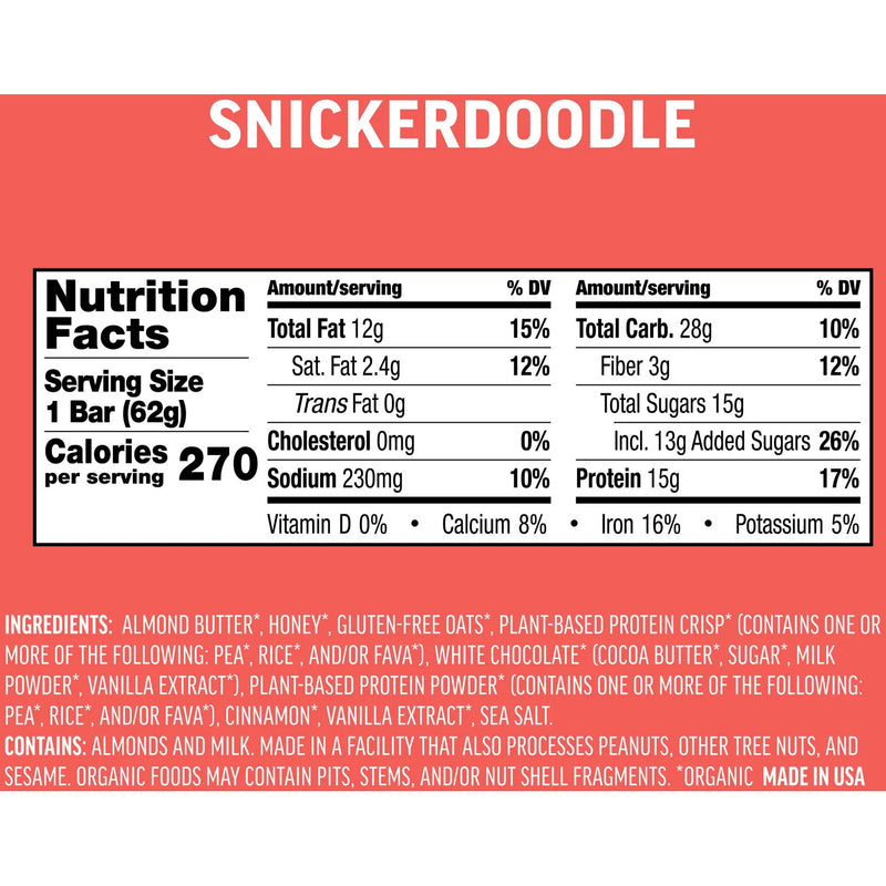 Load image into Gallery viewer, Kates Real Food Protein Bars Protein Snickerdoodle Box of 12 Yes