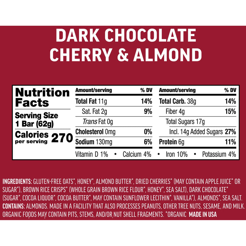 Load image into Gallery viewer, Kates Real Food Energy Bars Energy Dark Chocolate Cherry Almond Box of 12 Yes