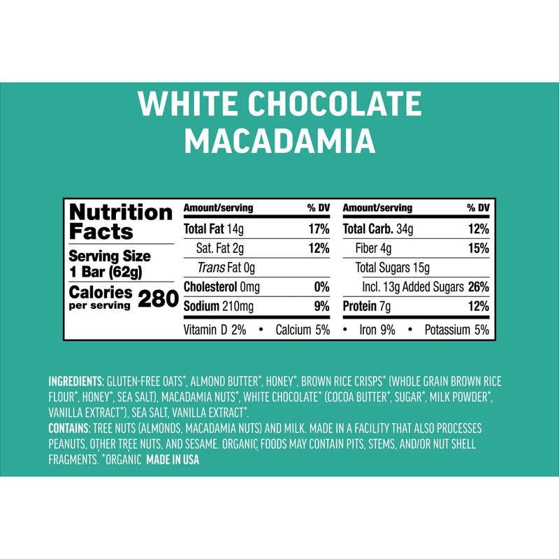 Load image into Gallery viewer, Kates Real Food Energy Bars Energy White Chocolate Macadamia Box of 12 Yes