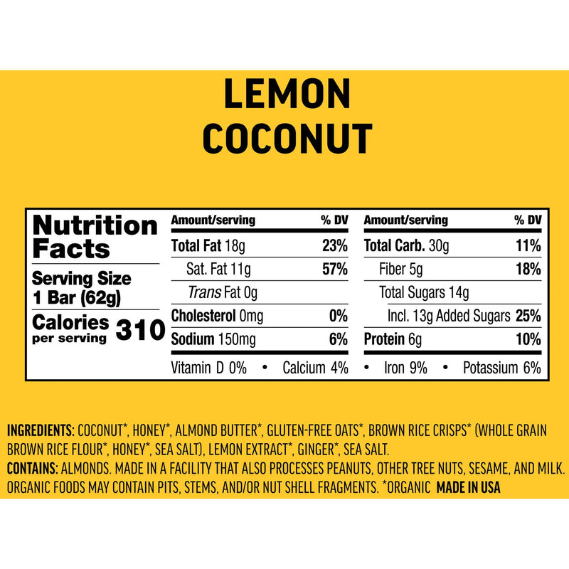 Load image into Gallery viewer, Kates Real Food Energy Bars Energy Lemon Coconut Ginger Box of 12 Yes