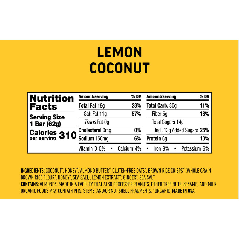 Load image into Gallery viewer, Kates Real Food Energy Bars Energy Lemon Coconut Ginger Box of 12 Yes