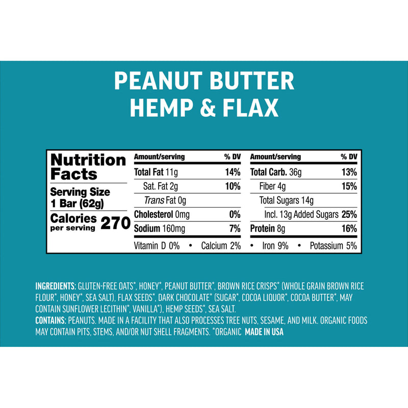 Load image into Gallery viewer, Kates Real Food Energy Bars Energy Peanut Butter Hemp Flax Box of 12 Yes
