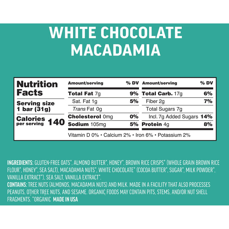 Load image into Gallery viewer, Kate's Real Food Mini Bar 1.1oz, 24/Box - White Chocolate Macadamia