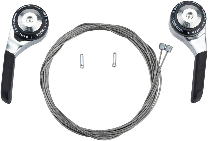 Load image into Gallery viewer, microSHIFT Down Tube Shifter Set, 9-Speed, Double/Triple, Shimano Compatible
