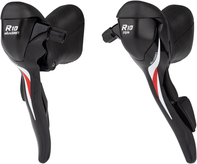 Load image into Gallery viewer, microSHIFT R10 Drop Bar Shift Lever Set - 3 x 10-Speed, Shimano Compatible, Black