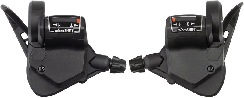 Load image into Gallery viewer, microSHIFT TS38 Thumb-Tap Shifter Set 7-Speed Ergonomic MTB / Hybrid Bike Gear Controls
