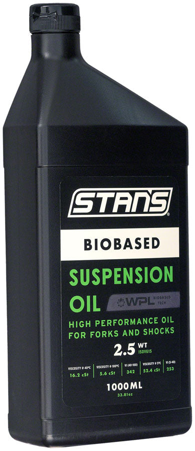 Load image into Gallery viewer, Stans No Tubes BioBased Suspension Oil, 2.5wt, 1L, Biodegradable, non-toxic, PTFE-free
