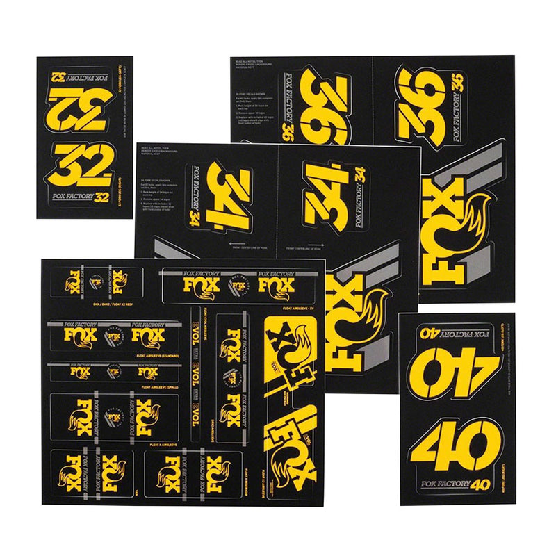 Load image into Gallery viewer, Fox Heritage Decal Kit for 32 34 36 40 Forks and DPS DPX2 FLOAT X2 Shocks Yellow