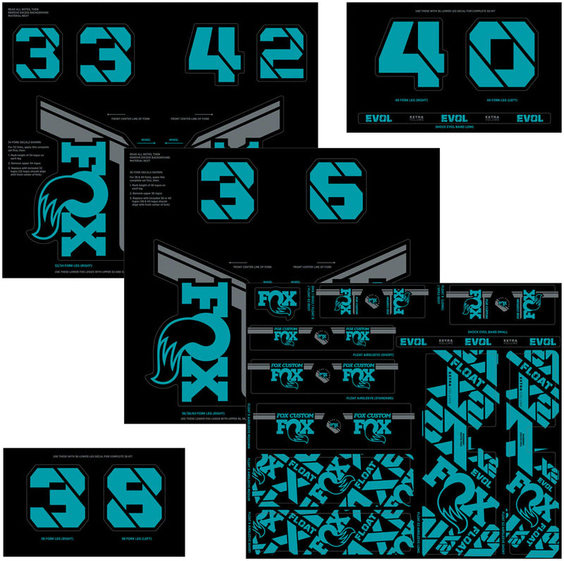 Load image into Gallery viewer, FOX Fork and Shock Decal Kit - Turquoise