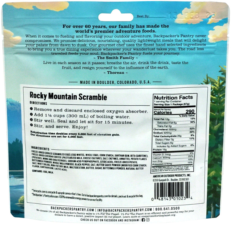 Load image into Gallery viewer, Backpacker&#39;s Pantry Rocky Mountain Scrambler 1 Serving 290 Cal 19g Protein
