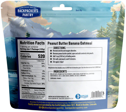 Pack of 2 Backpacker's Pantry Peanut Butter and Banana Oatmeal - 1 Serving