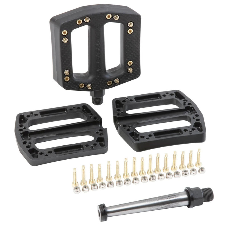 Load image into Gallery viewer, Odyssey JC PC Platform Pedals 9/16" Chromoly Composite Body Removable Pins Black