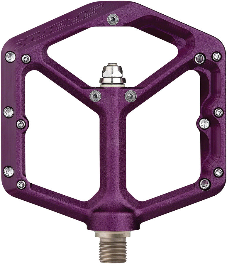 Load image into Gallery viewer, Spank Oozy Mountain Bike Platform Pedals 9/16" Alloy 18 Replaceable Pins Purple