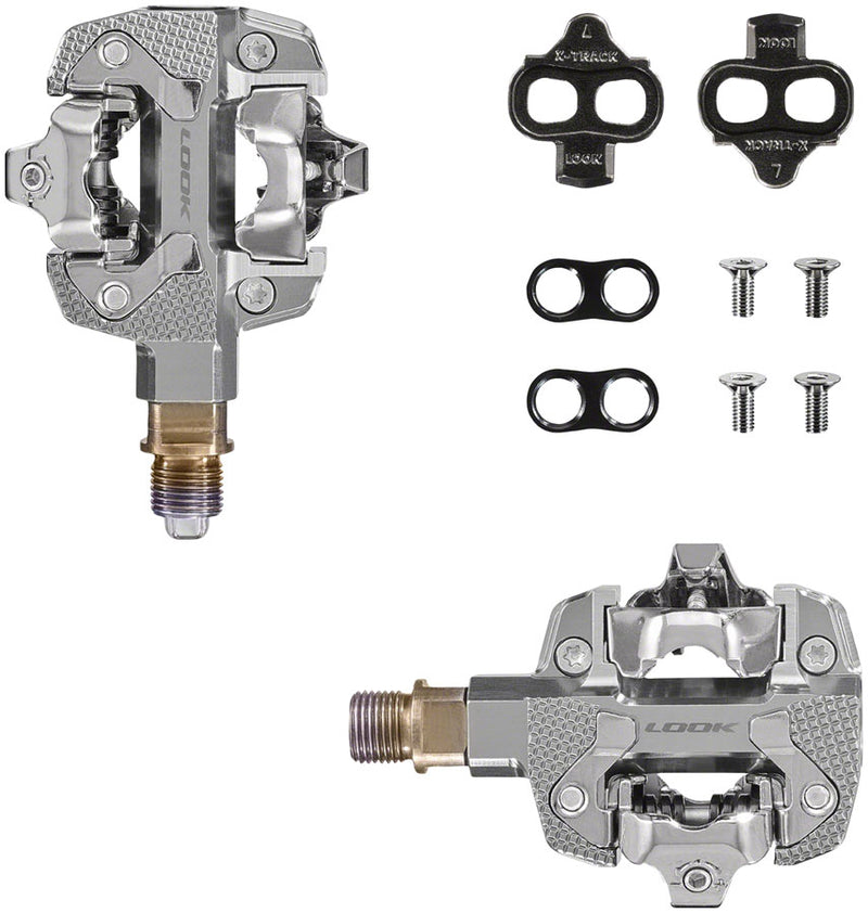 Load image into Gallery viewer, LOOK X-TRACK Single Power Pedals - Dual Sided Clipless, Chromoly, 9/16", Silver