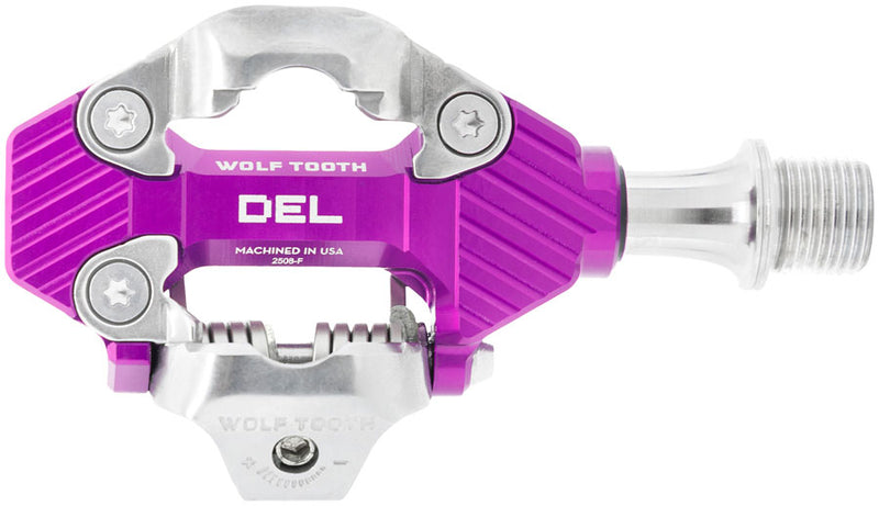 Load image into Gallery viewer, Wolf Tooth DEL Gravel Race Clipless Pedals - Single Sided Clipless, Alloy, 9/16", Ultraviolet Purple, Pair, Shimano SPD