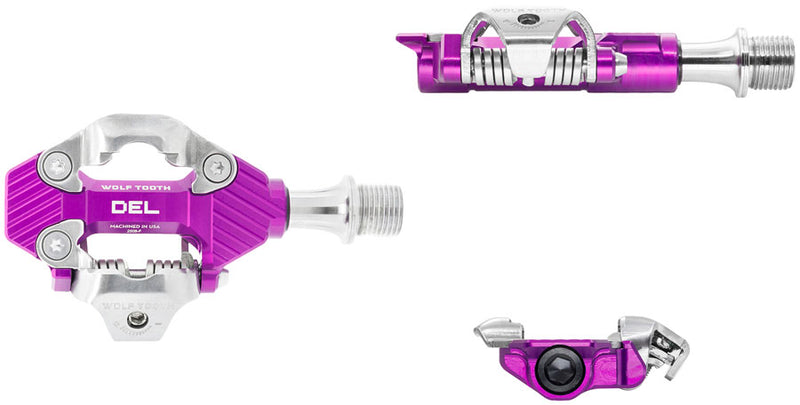 Load image into Gallery viewer, Wolf Tooth DEL Gravel Race Clipless Pedals - Single Sided Clipless, Alloy, 9/16", Ultraviolet Purple, Pair, Shimano SPD