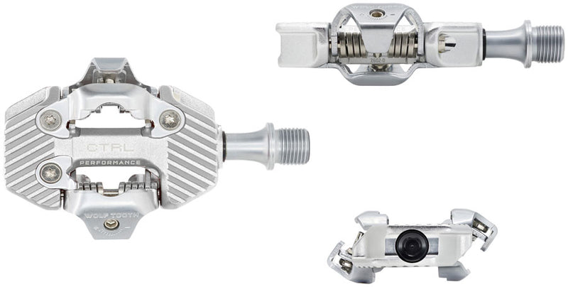 Load image into Gallery viewer, Wolf Tooth CTRL Trail Performance Clipless Pedals - Dual Sided Clipless, Alloy, 9/16", Raw Silver, Pair, Shimano SPD