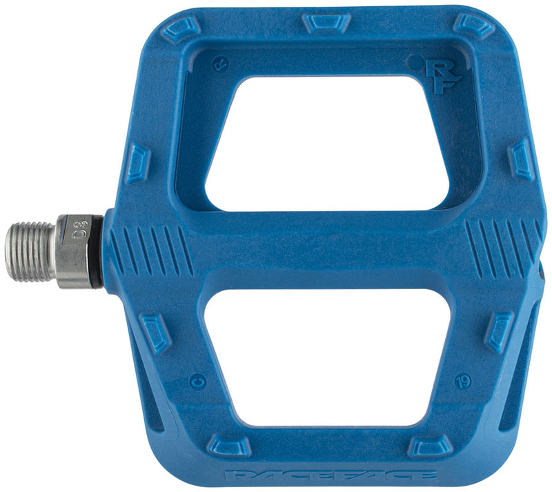 Load image into Gallery viewer, RaceFace Ride Platform Pedals 9/16" Concave Composite Molded Traction Pins Blue