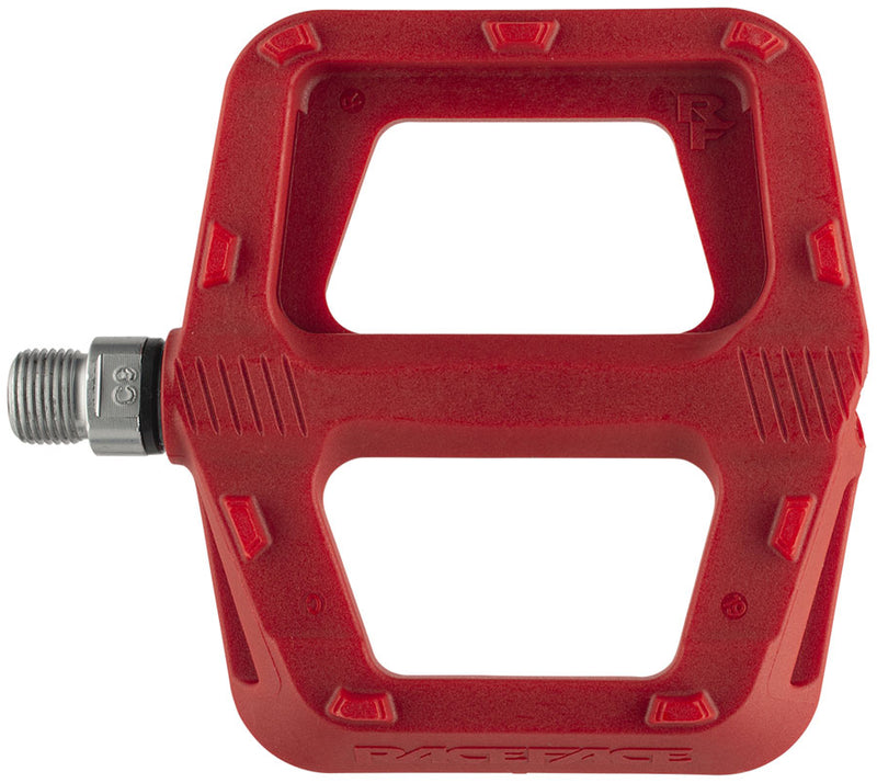 Load image into Gallery viewer, RaceFace Ride Platform Pedals 9/16" Concave Composite Molded Traction Pins Red