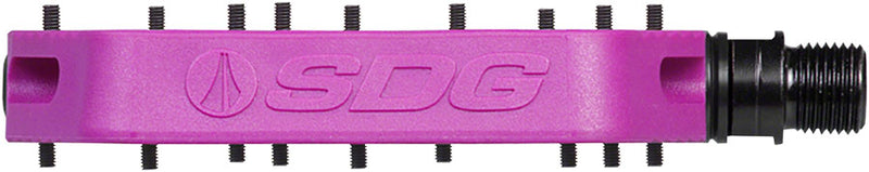 Load image into Gallery viewer, SDG Comp Platform Pedals 9/16&quot; Axle Composite Body 18 Replaceable Pins Purple
