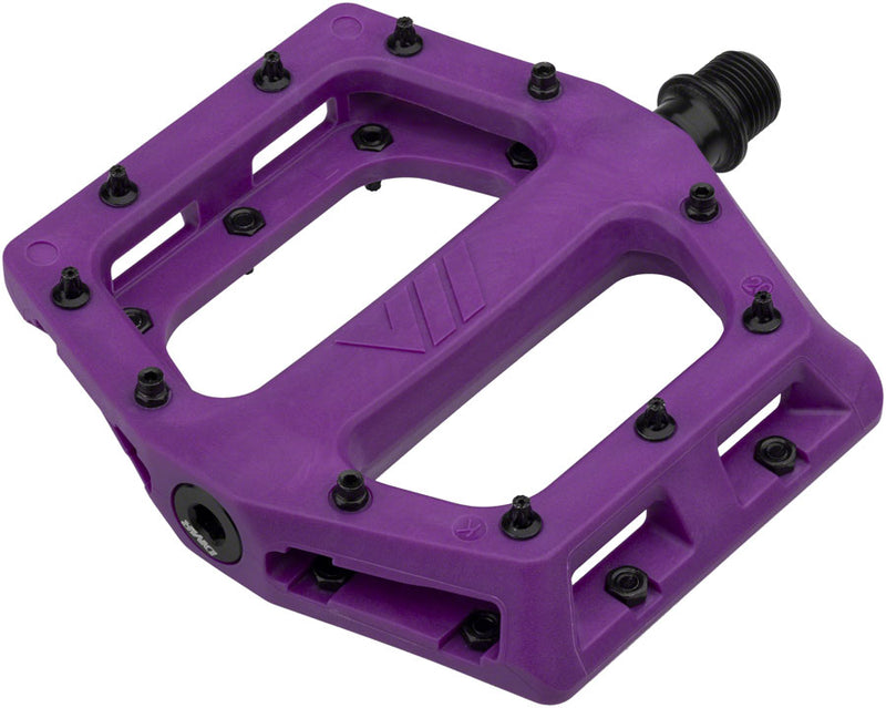 Load image into Gallery viewer, DMR V11 Platform Pedals 9/16&quot; Chromoly Concave Nylon Body Removable Pins Purple

