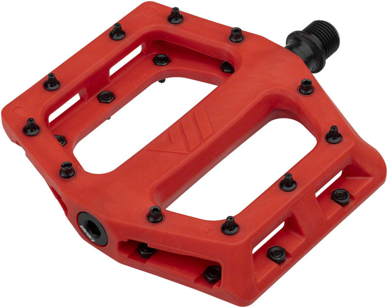 Load image into Gallery viewer, DMR V11 Platform Pedals 9/16" Chromoly Spindle Concave Nylon Removable Pins Red