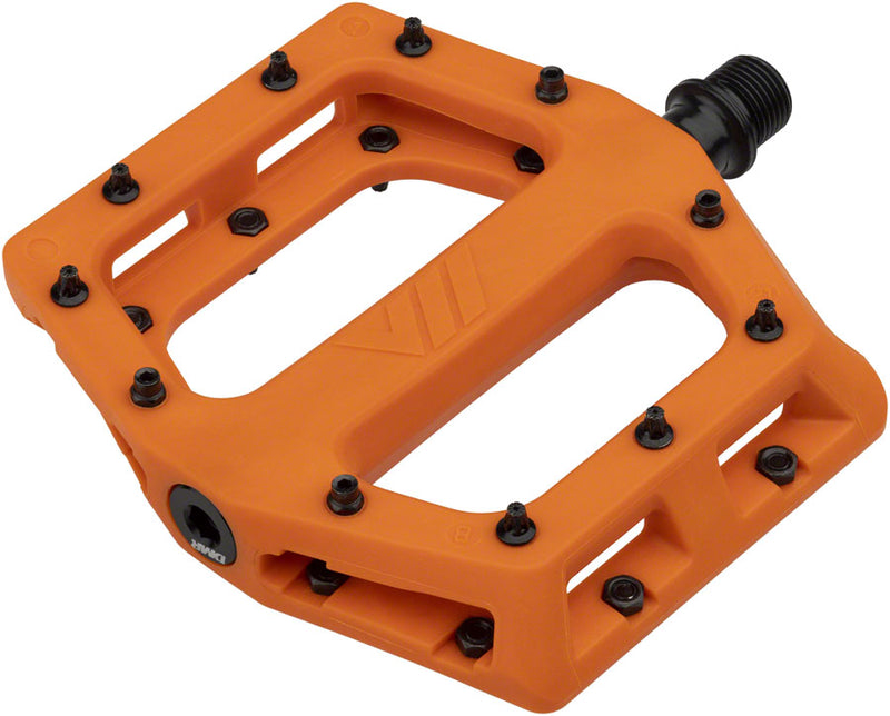 Load image into Gallery viewer, DMR V11 Platform Pedals 9/16&quot; Chromoly Concave Nylon Body Removable Pins Orange
