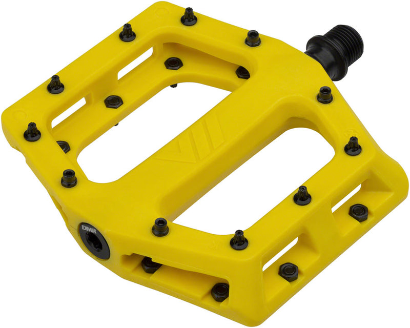 Load image into Gallery viewer, DMR V11 Platform Pedals 9/16" Chromoly Concave Nylon Body Removable Pins Yellow