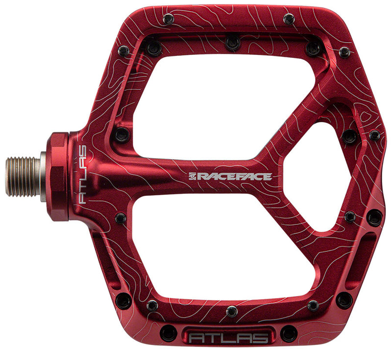 Load image into Gallery viewer, RaceFace Atlas Platform Pedals 9/16&quot; Concave Alloy Body w/ Adjustable Pins Red
