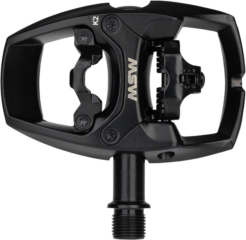 Load image into Gallery viewer, MSW Flip I Pedals - Single Side Clipless with Platform, Aluminum, 9/16", Intense Black