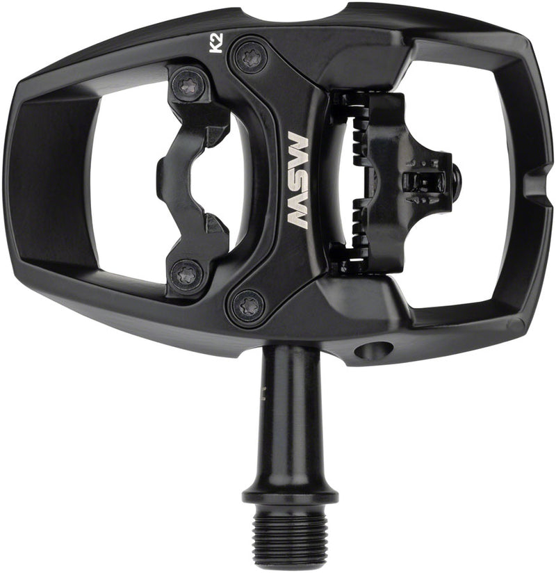 Load image into Gallery viewer, MSW Flip II Pedals - Single Side Clipless with Platform, Aluminum, 9/16", Black