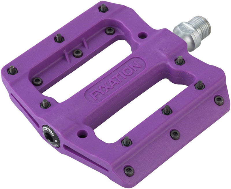Load image into Gallery viewer, Fyxation Mesa MP Platform Pedals 9/16" Nylon Body 20 Removable Grip Pins Purple