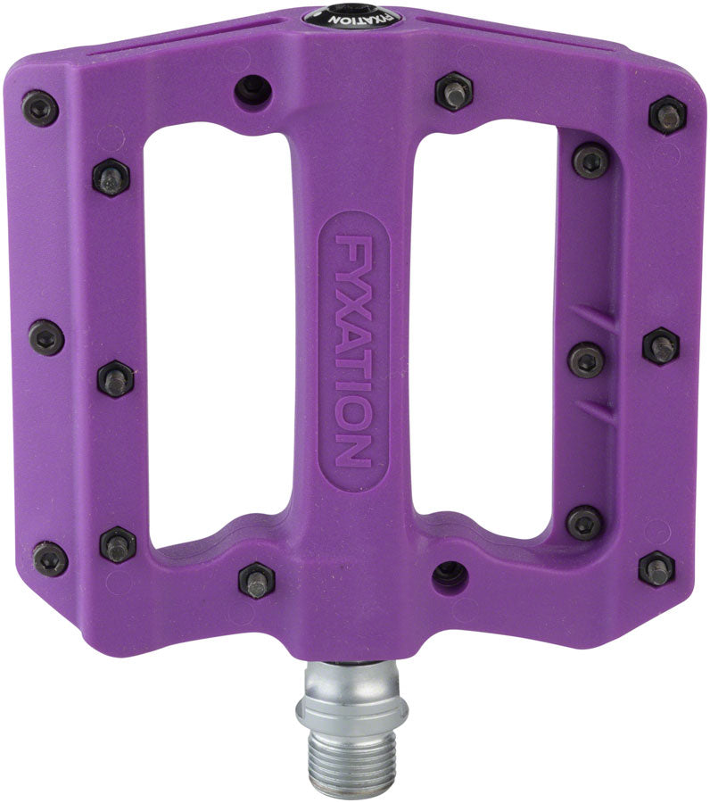 Load image into Gallery viewer, Fyxation Mesa MP Platform Pedals 9/16&quot; Nylon Body 20 Removable Grip Pins Purple
