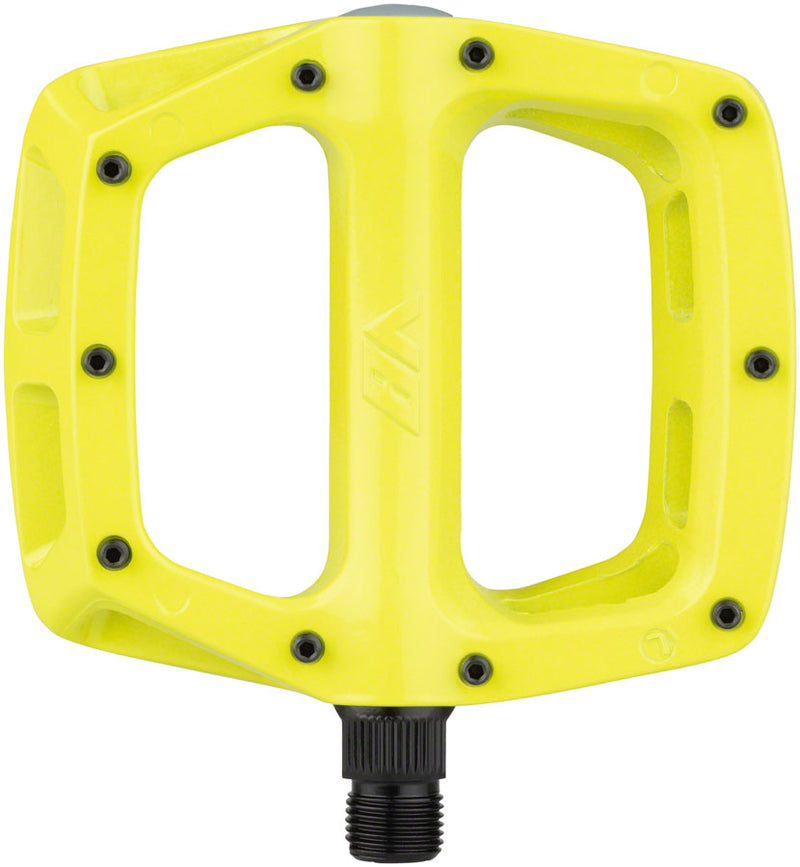 Load image into Gallery viewer, DMR V8 Platform Pedals 9/16" Concave Aluminum Body 8 Removable Pins Lemon Lime