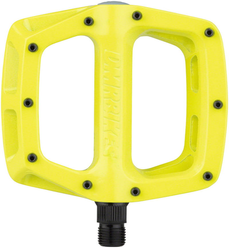 Load image into Gallery viewer, DMR V8 Platform Pedals 9/16" Concave Aluminum Body 8 Removable Pins Lemon Lime