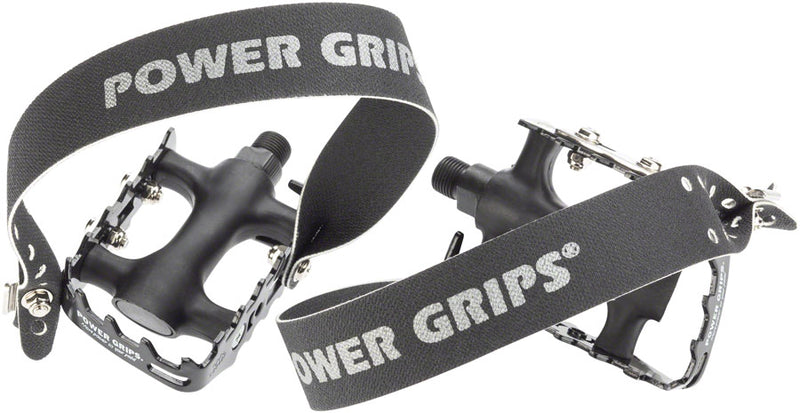 Load image into Gallery viewer, Power Grips Sport Pedal Kit 9/16" Chromoly Axle Metal Cage Plastic Body Black XL
