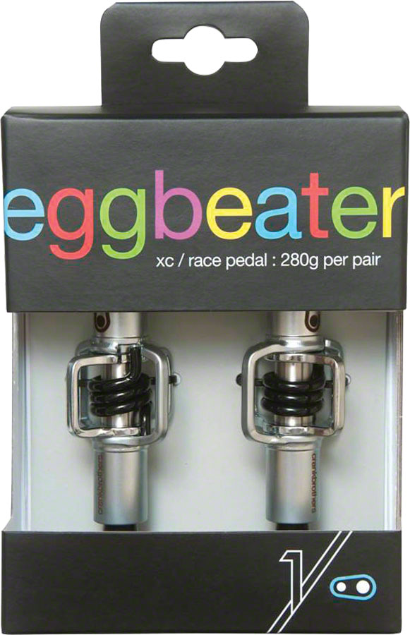 Load image into Gallery viewer, Crank Brothers Egg Beater 1 Pedals: Hang Tag Packaging Silver with Black Spring