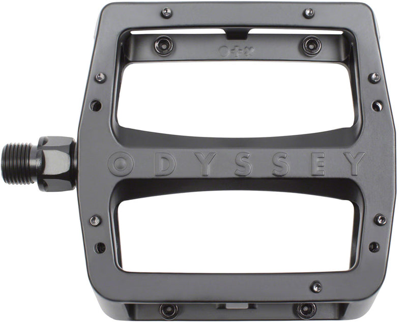 Load image into Gallery viewer, Odyssey Grandstand V2 PC Platform Pedals 9/16" Dual Concave Aluminum Body Black