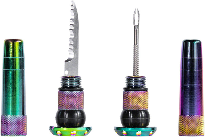 Load image into Gallery viewer, Muc-Off Stealth Tubeless Puncture Plugs Tire Repair Kit - Bar-End Mount, Iridescent, Pair