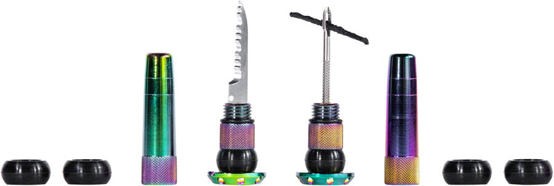 Load image into Gallery viewer, Muc-Off Stealth Tubeless Puncture Plugs Tire Repair Kit - Bar-End Mount, Iridescent, Pair