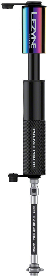 Load image into Gallery viewer, Lezyne Pocket Drive Pro HV Mini Pump - Aluminium, 90psi, Presta/Schrader, With Mount, Neo/Black