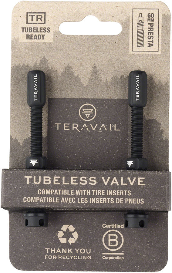 Load image into Gallery viewer, Teravail Alloy Tubeless Valves - Pair, 60mm, Matte Black