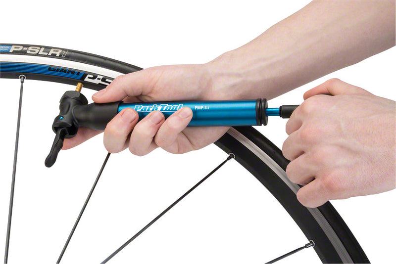 Load image into Gallery viewer, Park Tool PMP-4.2 Mini Pump Blue 90psi 130g 10.5" Water Bottle Mounting Bracket